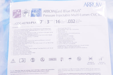 Teleflex CDC-42703-P1A Arrow Pressure Injectable Multi-Lumen CVC Kit 7Frx16cm(x)